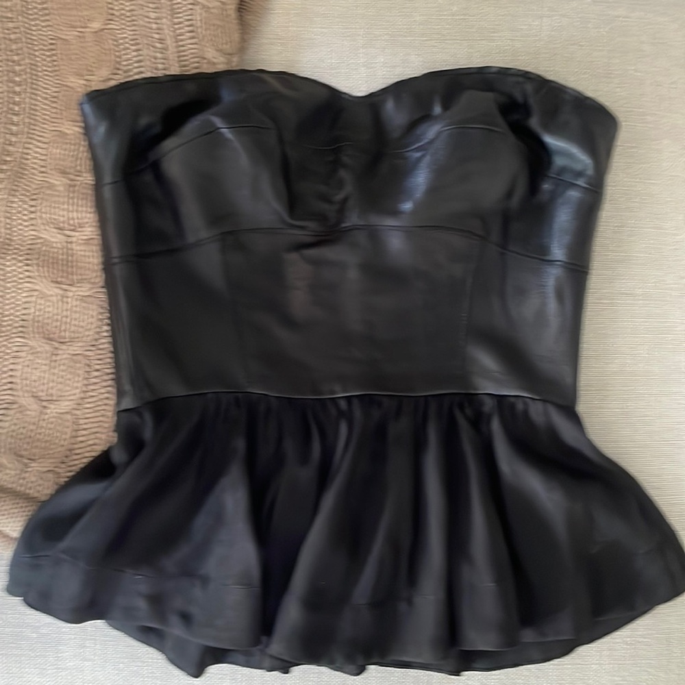 Rebecca Taylor Lamb Leather Top SZ 6 - Picture 2 of 6